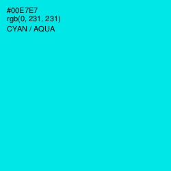 #00E7E7 - Cyan / Aqua Color Image