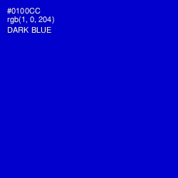 #0100CC - Dark Blue Color Image