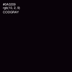 #0A0209 - Cod Gray Color Image
