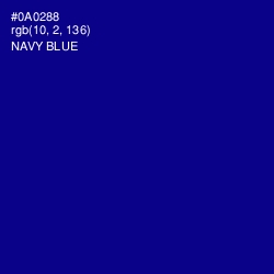 #0A0288 - Navy Blue Color Image