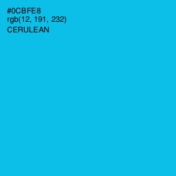 #0CBFE8 - Cerulean Color Image