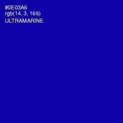 #0E03A6 - Ultramarine Color Image