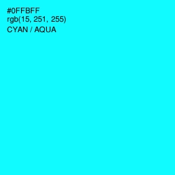#0FFBFF - Cyan / Aqua Color Image