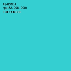 #34D0D1 - Turquoise Color Image