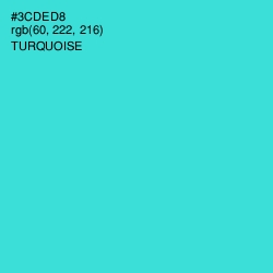#3CDED8 - Turquoise Color Image