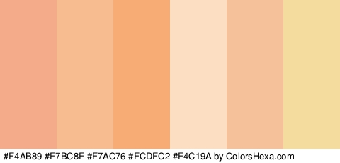 #F4AB89 #F7BC8F #F7AC76 #FCDFC2 #F4C19A #F4DC9F Colors Logo